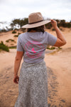 Ladies Grey & Pink Ridge T-Shirt - The Ridge Western Wear