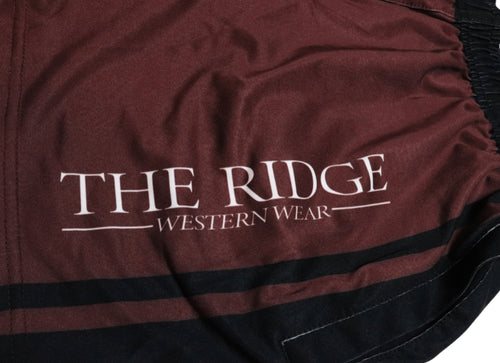 Mens Burgundy Rugby Shorts - W/ Pockets - The Ridge Western Wear