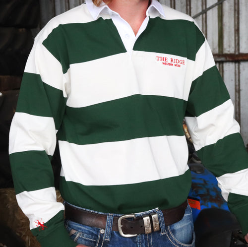 William Rugby Jersey - Green & Cream - The Ridge Western Wear™
