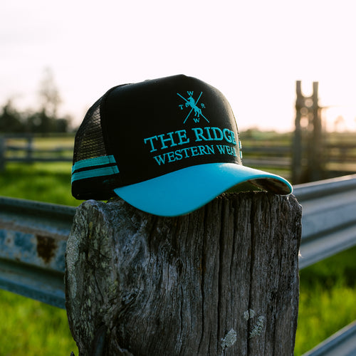 Turquoise & Black Trucker Cap - The Ridge Western Wear™