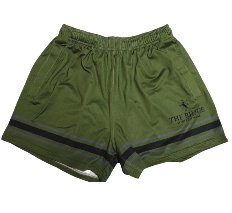 Ladies Khaki Rugby Shorts - W/ Pockets - The Ridge Western Wear
